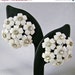 Vintage Earrings White Flower Clusters and Rhinestones