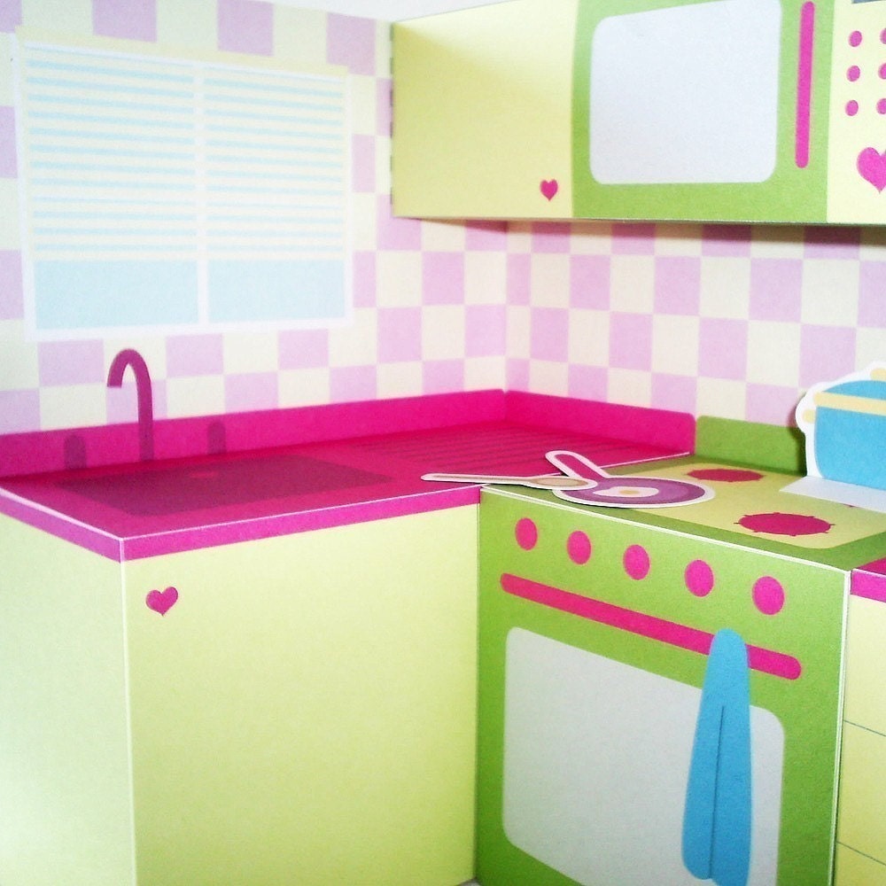 Printable kitchen set PDF paper craft