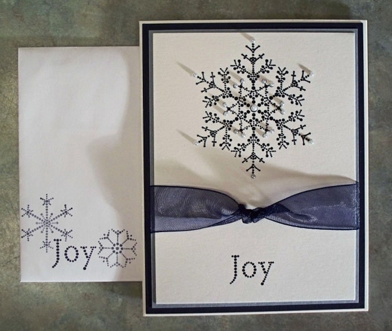 The Snowflake Spot Embossed Handmade Christmas Card using