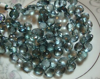 Mystic Bluish Green Quartz Heart Shape Briolettes 8 to 9 mm 10 pieces Lot