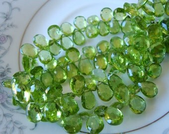 Gorgeous Top Quality Finest Peridot Faceted Pear Briolettes 9-10mm Brioletettes