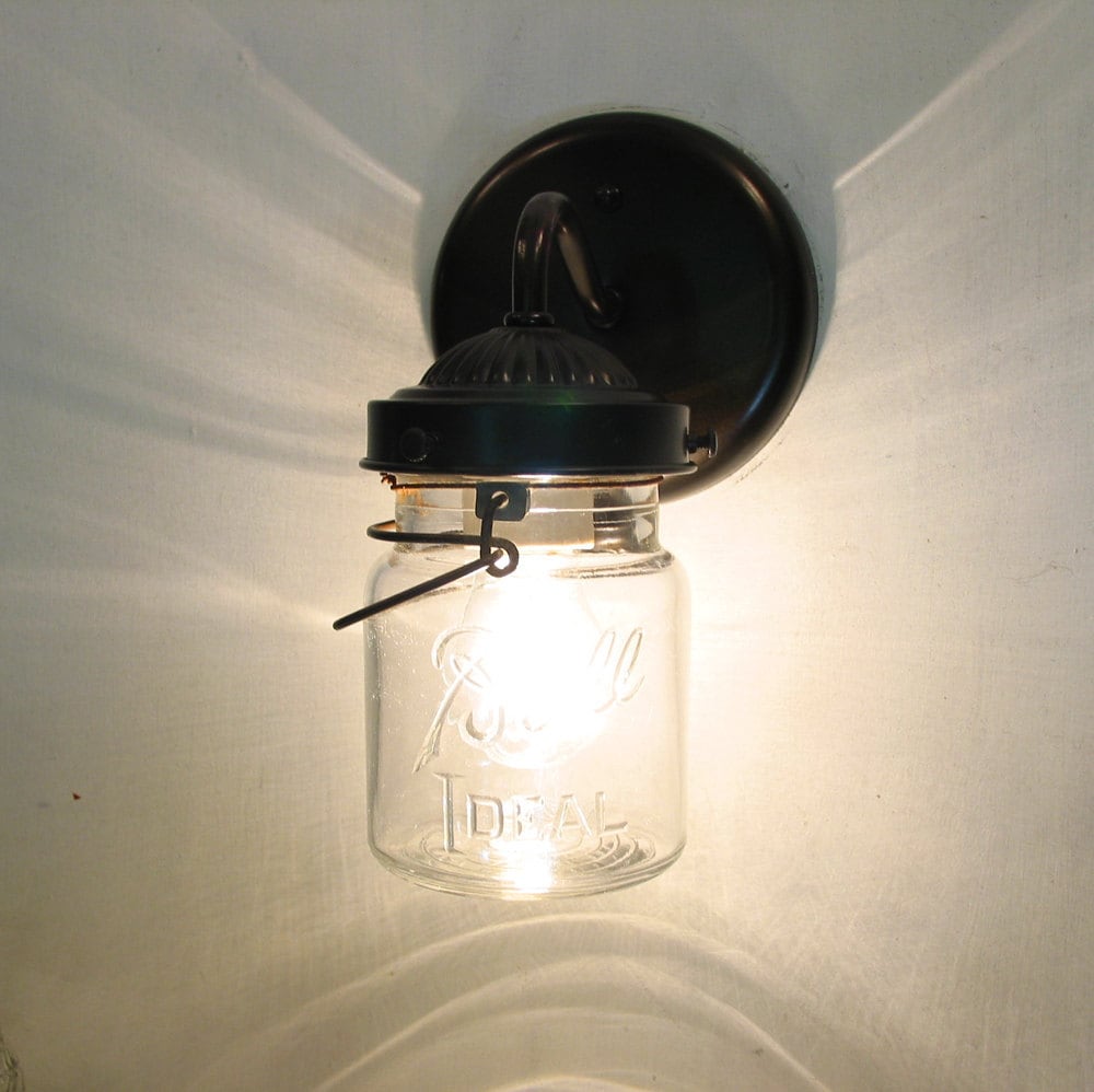 Mason Jar SCONCE Lighting Fixture with Vintage Pint Flush