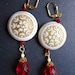 White Gold Earrings Red Vintage Lucite by MinouBazaar