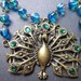 Peacock Steampunk Necklace Vintage Antiqued Brass Rhinestones by MinouBazaar