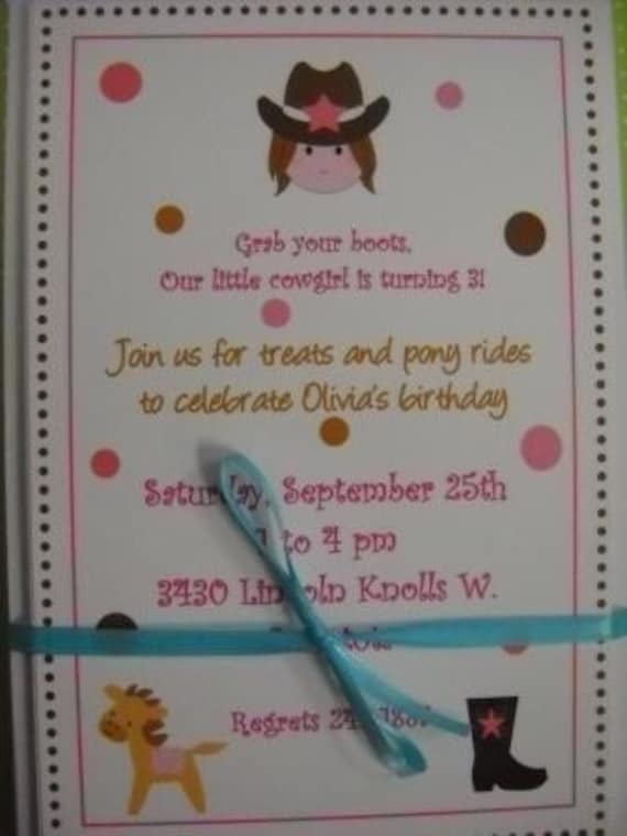 Custom Invitation - Cowgirl and Horse Theme Il_570xn
