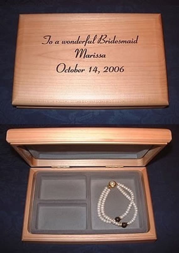 Personalized Engraved Wood Jewelry Box Bridesmaid Made of