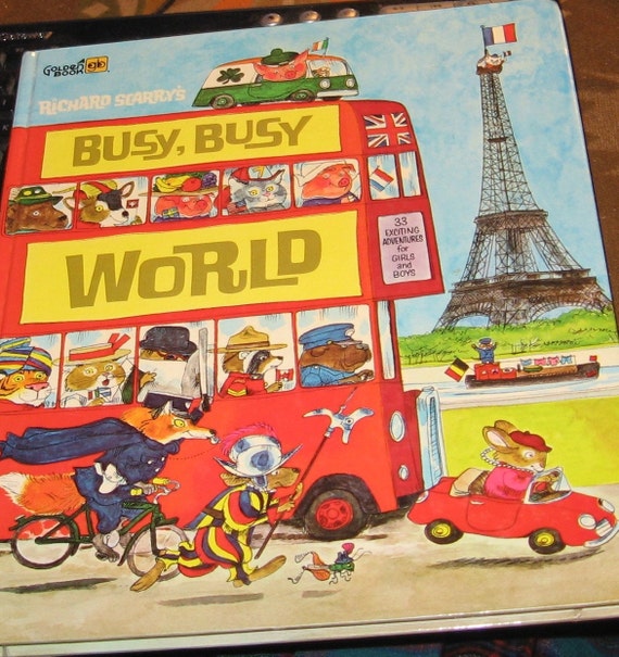 Items similar to vintage large children book BUSY BUSY WORLD by richard ...