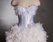 white feather corset