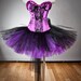 CLEARANCE Size small black and purple lace and sequin burlesque corset prom dress with tulle skirt