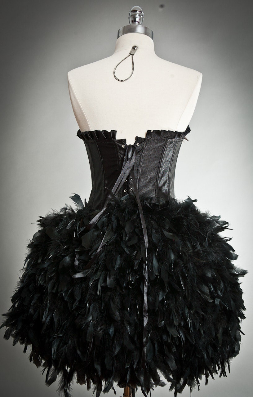 Size Medium Spikes and Studs Black Burlesque Feather Corset