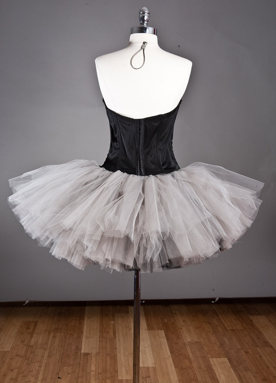 Size Medium Silver and black Burlesque Corset tutu Prom dress