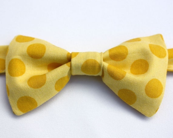 Yellow Polka Dot Bow Tie for Boys ANY SIZE by babybystevie