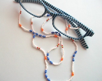 Beaded Lanyard Eyeglass Necklace White Spectacle Holder