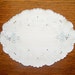 Scalloped Oval Linen Doily or Table Runner Hand Embroidered Vintage