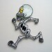 Iron on applique Skeleton on the Run, Halloween Patch Shimmering