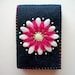 Needle Case Dark Blue Felt with Flower Handsewn