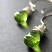 Green Glass and Silver Wire Wrapped Teardrop Earrings - Elixir of Absinthe