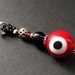 Red Beaded Eyeball Charm. Evil Eye Charm. Beaded Charm. Purse Charm. Handmade Phone Charm.