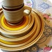 Vintage PLATES by Mikasa Sun Circles and 2 BONUS MUGS by Contemporary Chateau