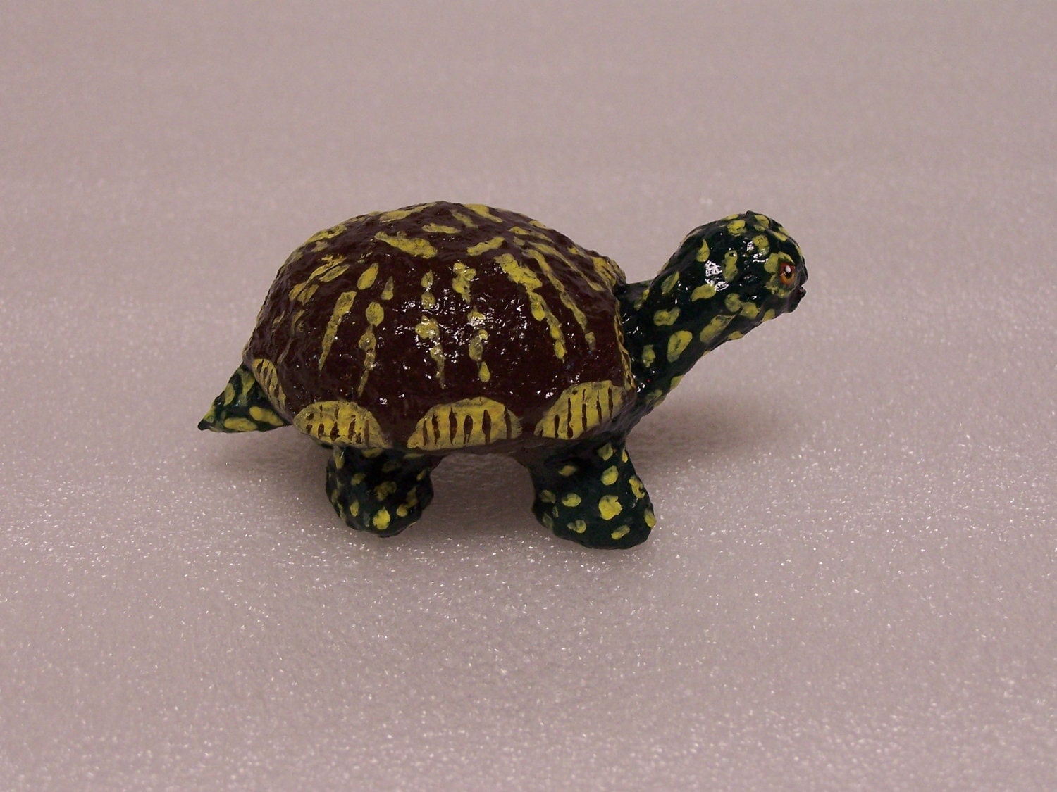 Papier Mache Turtle Sculpture Hand Formed Hand Painted Pet