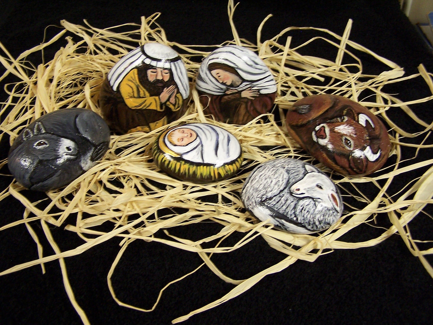 Nativity Hand Painted Stones Original Rock Art