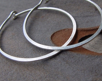 Sterling Silver Hoops, Classic Organic Shape Hoops, Large Silver Hoop Earrings, Sterling Silver Hoop Earrings
