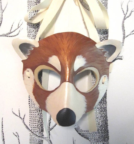 Red Panda Leather Mask Child Size Made To Order
