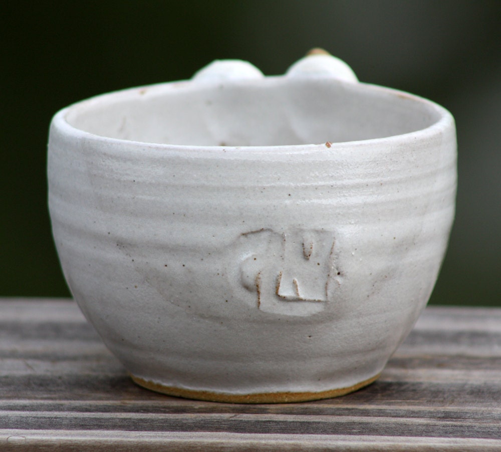 Black and White Kitchen Egg Separator Handmade Pottery