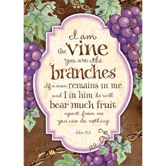 Items similar to Vine and Branches Scripture Art Print 5x7 on Etsy