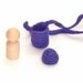 waldorf toy - purple Necklace- Peg Doll in the pocket of natural cotton - natural Wooden Toys for kids, pocket gnomes - party favors