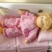 waldorf Baby doll Marta with Diaper, Top and pants from pink flanell with deysy socks 13'' bambola bebe blond hair, children spring