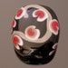 Lampwork glass bead, large tabular shaped focal, Sprout- black,grey,red and white