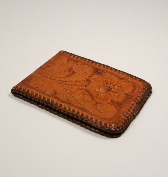 Vintage Mens Tooled Leather Bifold Wallet by FlamingJuneVintage