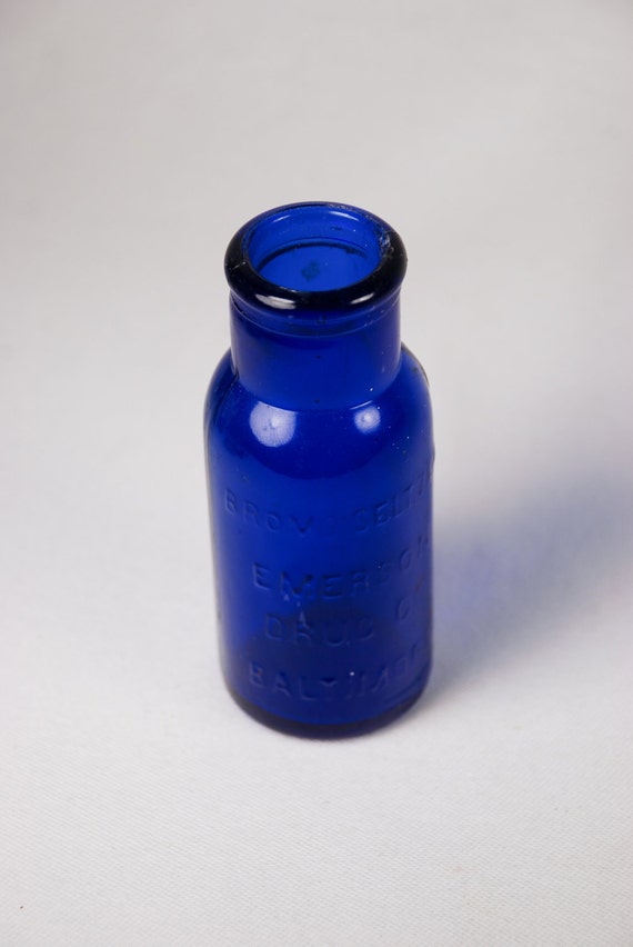 Antique Bromo Seltzer Bottle Emerson Drug Co Baltimore Cobalt