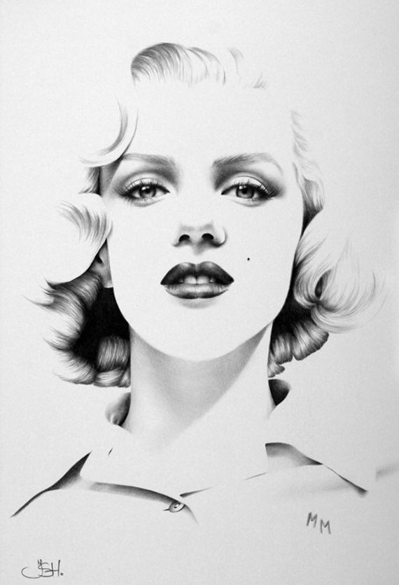 Marilyn Monroe Minimalism Original Pencil Drawing Fine Art