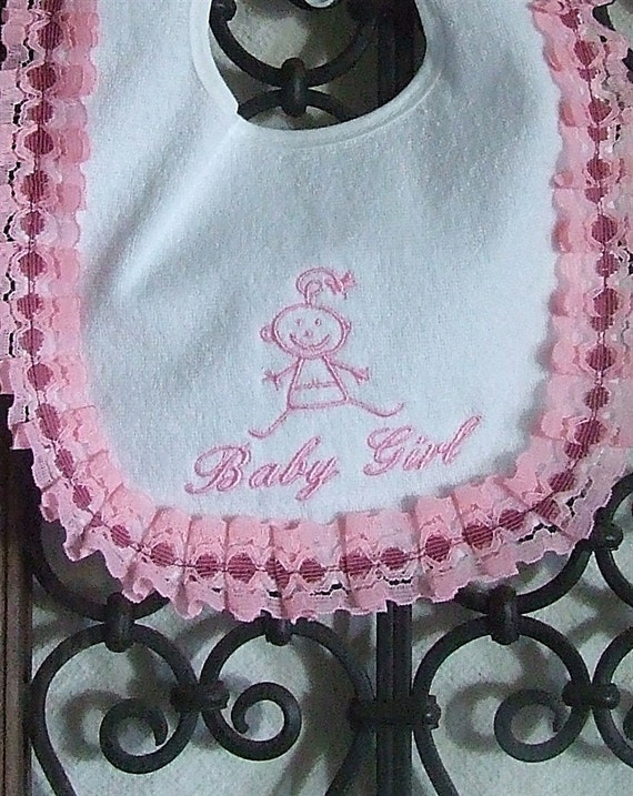 Pink Ruffle Baby Girl Bib