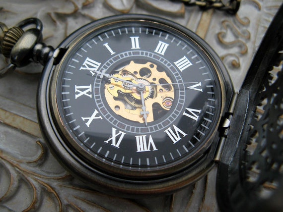 1882's Steampunk Mechanical WatchPocket, Pocket Watch Chain - Steampunk Watch - Groomsmen Gift - Men's Watch - Item MPW151 by ArtInspiredGifts steampunk buy now online