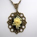 Romantic Victorian Cameo Necklace - Vintage Renaissance Era Necklace - Antique Bronze - Rose