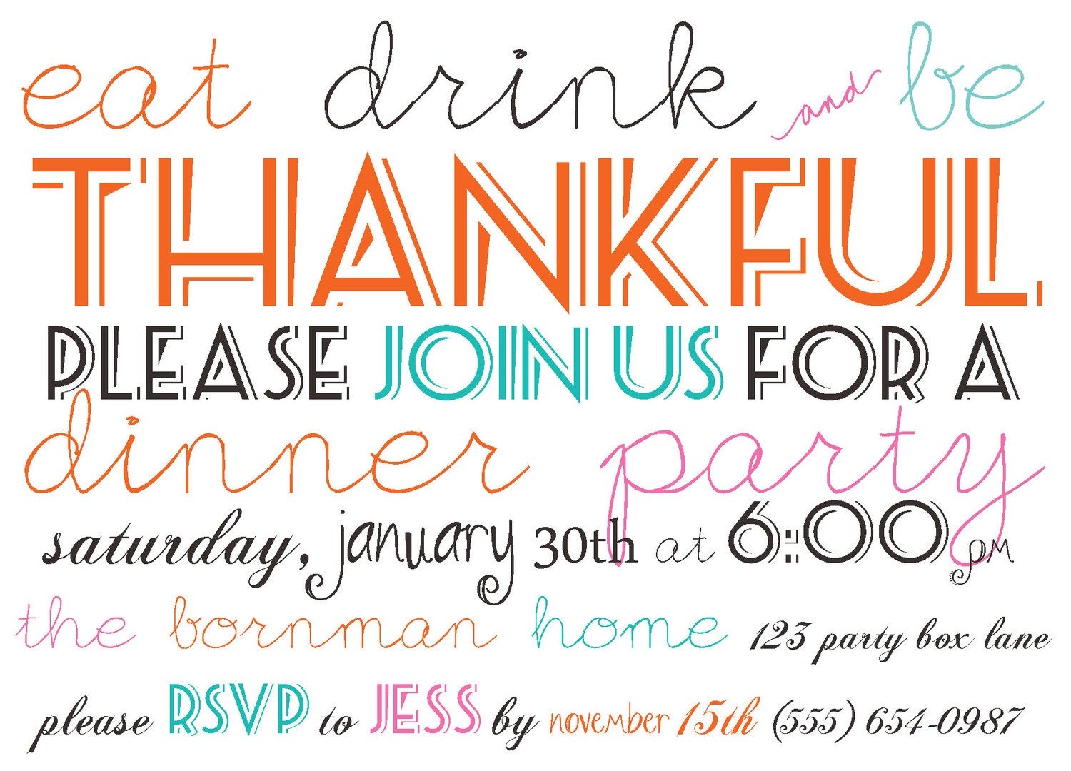 Items similar to Dinner Party Invitation (20 printed invites) on Etsy