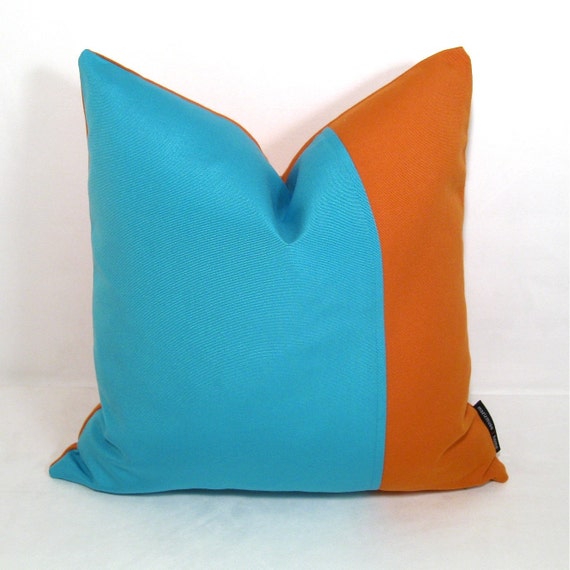 Items similar to Blue Orange Pillow Cover Outdoor Pillow Decorative