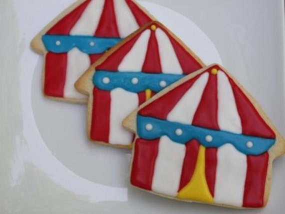 Carnival Circus Tent Cookies - Two dozen