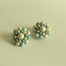 Vintage Earrings, 50s Aqua Beaded Clip On Earrings