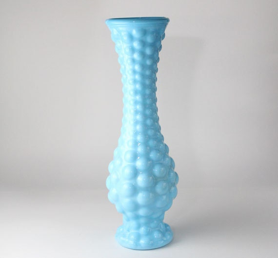 Items similar to Blue Milk Glass Vase on Etsy