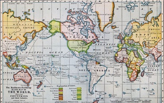 12x18 Print Map The World in 1898