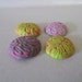 Zombie Brain cabochon flat back green and gray with neon pink wash