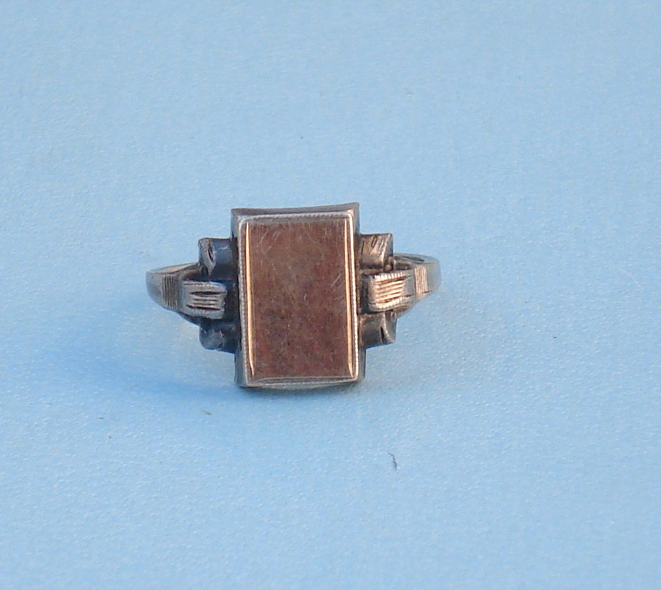 Art Deco Sterling Silver and Gold Ring