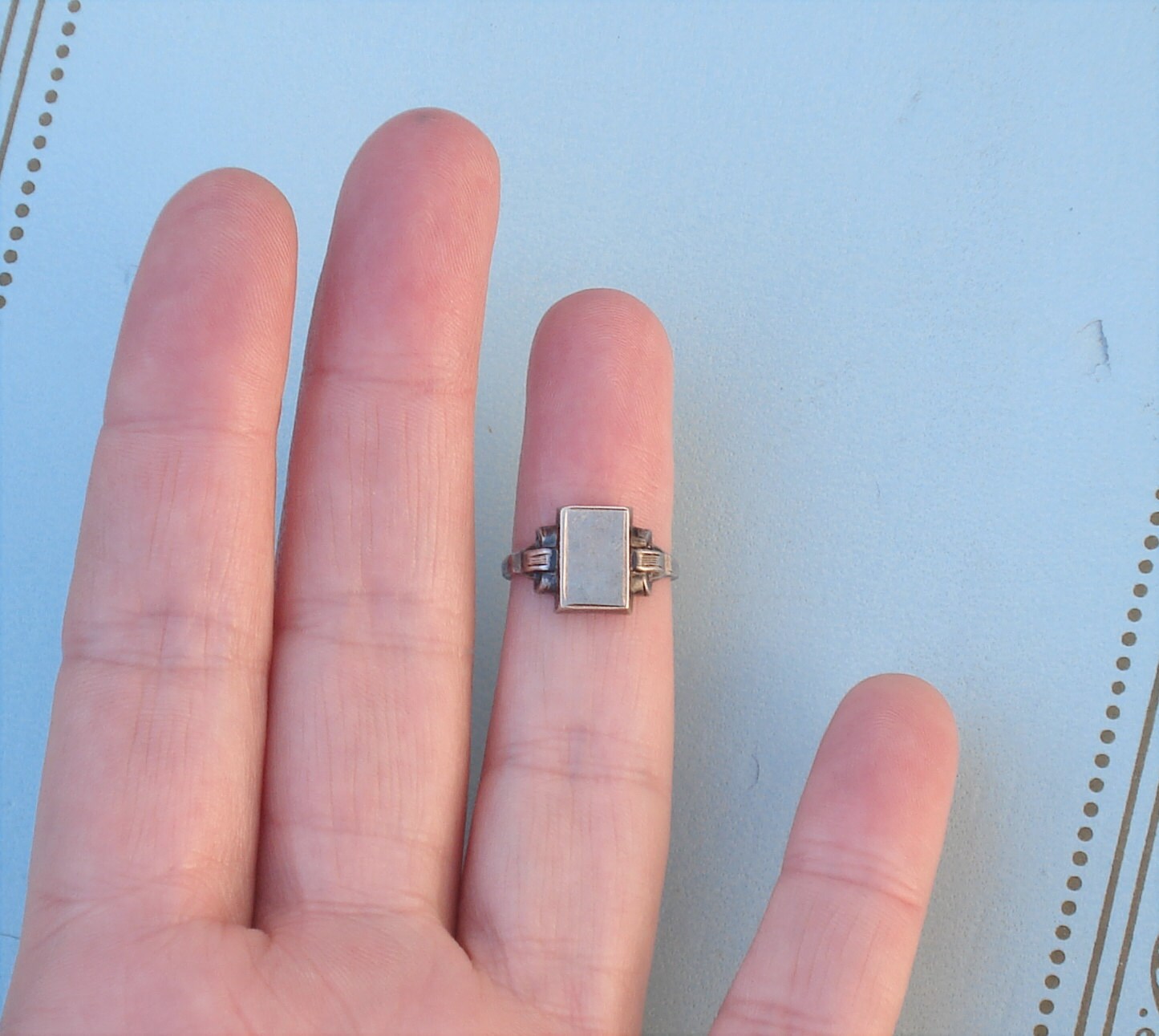 Art Deco Sterling Silver and Gold Ring