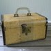 Traincase Striped with Leather Trim Wood Suitcase US Trunk Company