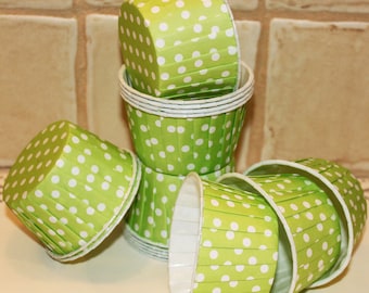 Candy Nuts Cups, 20 Cupcake Baking Cups LIME GREEN DOTS - Birthday, Wedding, Baby Shower, Ice Cream Cup, Dessert