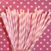 75 Paper Straws Pink Striped with DIY Printable Flags